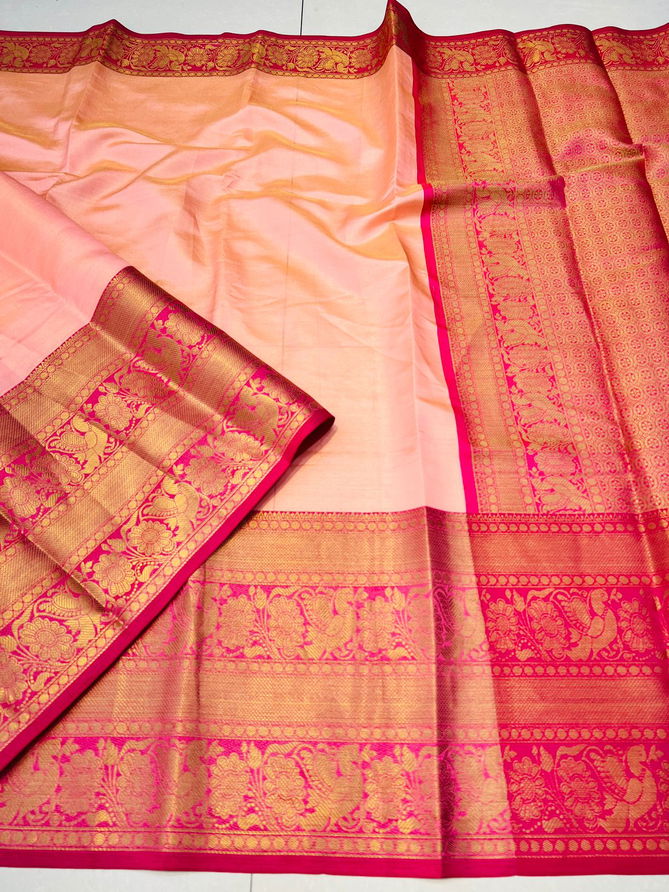 Plain tissue Smooth Weaving Silk Sarees Catalog